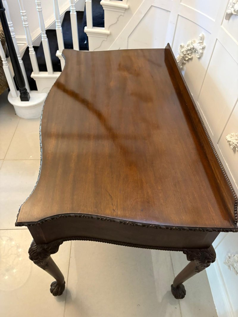 Antique Victorian Quality Carved Mahogany Desk/Console Table - Image 7